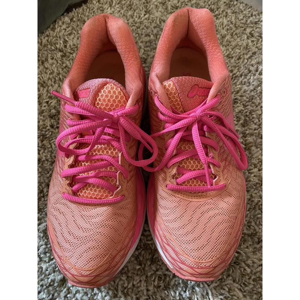 Coral/Pink Glow/Flash Yellow Womens Asics Gel-Cayano 22 Running Shoes Size 8.5